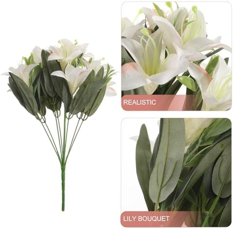 BESTOYARD Lifelike Artificial Lily Flower Bouquet Wedding Decor