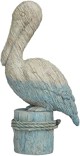Deco 79 Polystone Blue Bird Statue with Rope Details
