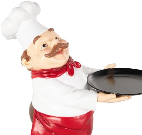 Deco 79 Polystone Chef Statue with Black Tray 1