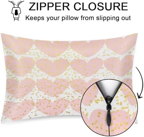 Unique Heart Print Pillow Covers - Soft Satin Pillowcases with Zipper Closure