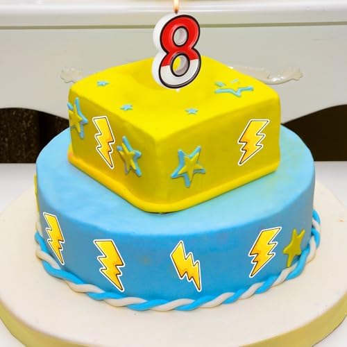 Conelist Cartoon Red White Birthday Candle Number 8 Cake Topper