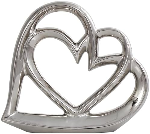 Deco 79 Silver Ceramic Heart Sculpture Abstract Modern Decor