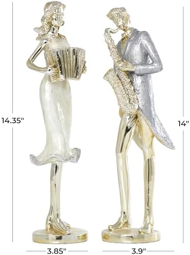 Deco 79 Resin Musician Statues Set of 2 4 x 14 Gold