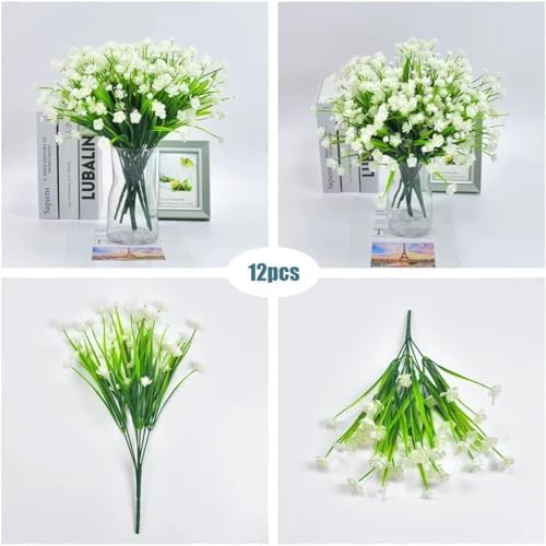 KLUFO 12Pcs Artificial Flowers Outdoor Decor Set
