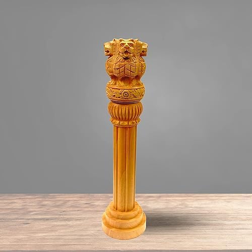 Wooden Ashoka Pillar 10 Inch Office Desk Decor Gift
