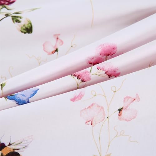 RYNGHIPY Egyptian Cotton King Pillowcases with Floral Bees Print