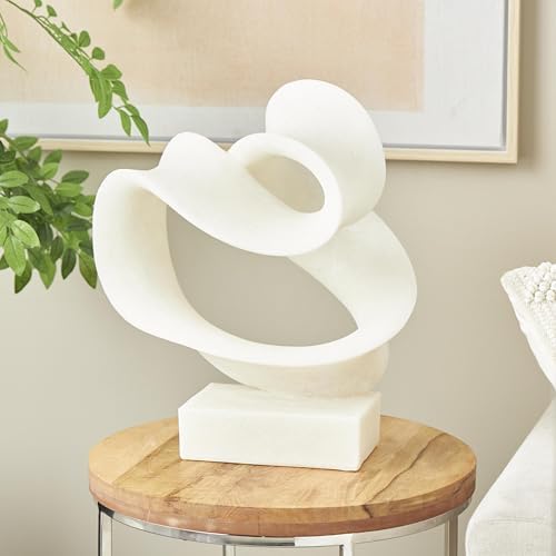 Deco 79 White Polystone Twisted Wave Sculpture 17x11x19
