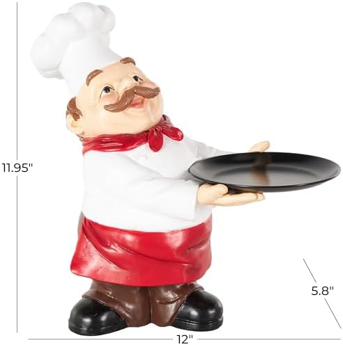 Deco 79 Polystone Chef Statue with Black Tray 1