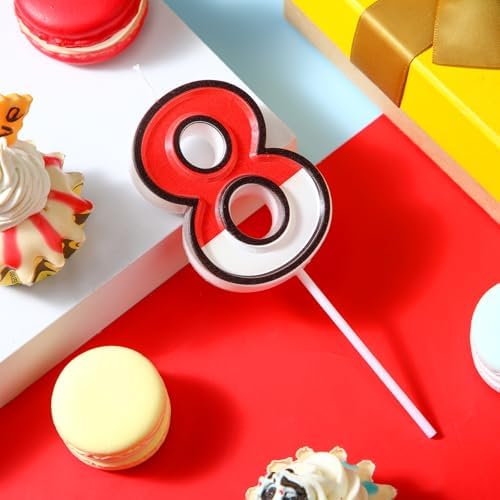 Conelist Cartoon Red White Birthday Candle Number 8 Cake Topper