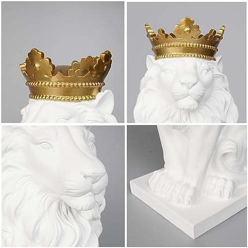 LCdecohome White Lion Statue 15 Inch Home Decor Sculpture