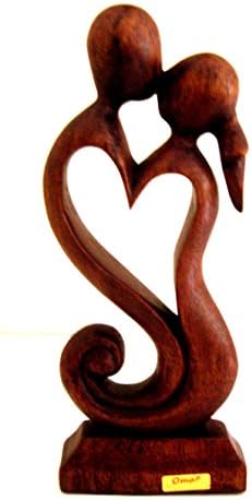OMA Wooden Romantic Love Statue Handcrafted Gift