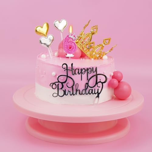 ElekFX Birthday Candle Number 6 3 Inch Tall Crown Rose Design