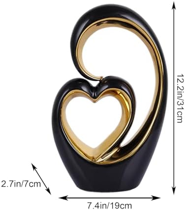 LCCCK Black and Gold Heart Sculpture Couple Decor
