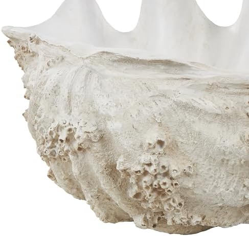 Deco 79 White Polystone Shell Statue 34x23x16