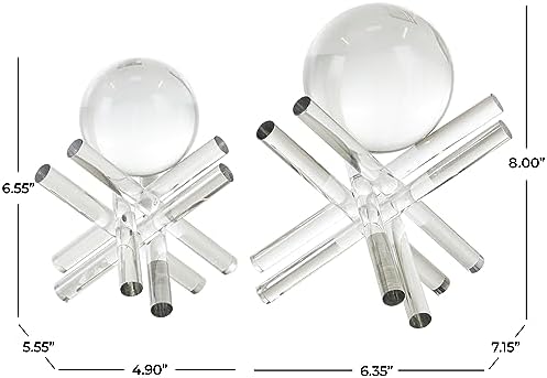 Deco 79 Crystal Abstract Sculpture Statues Set of 2
