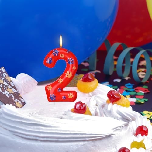 Number 2 Dog Paw Birthday Candles for 2 Year Old