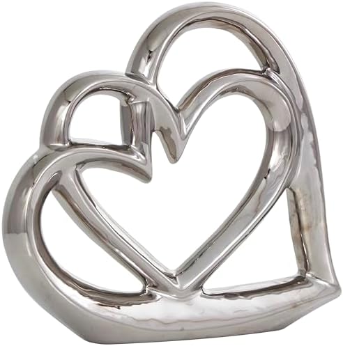 Deco 79 Silver Ceramic Heart Sculpture Abstract Modern Decor