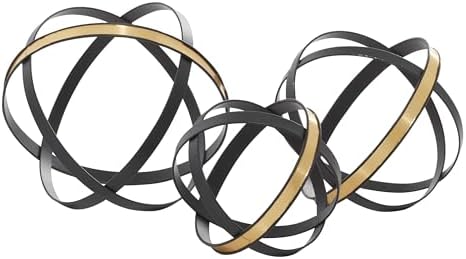 Deco 79 Set of 3 Black Metal Geometric Statues with Gold Accents