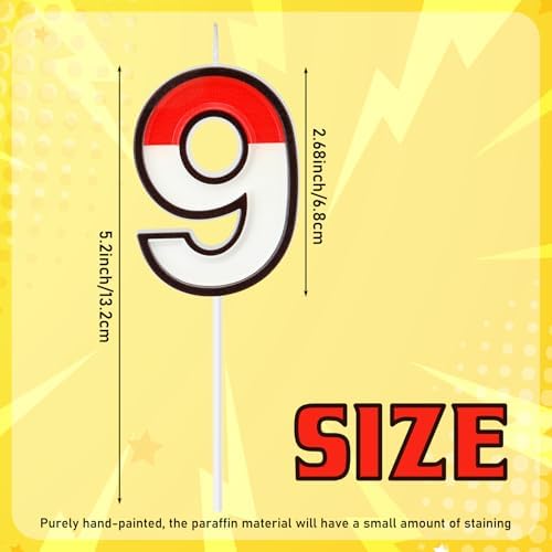 Cartoon Red White Numeral Birthday Cake Topper Number 9