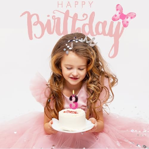 OGnomiFX 3rd Pink Black Birthday Candle with Bow