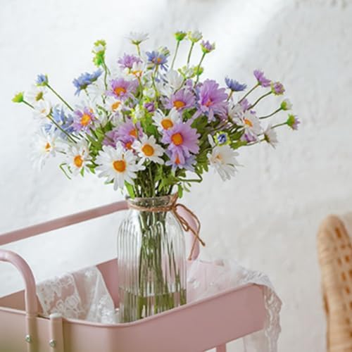 8 Bundles Artificial Silk Daisy Flowers Purple