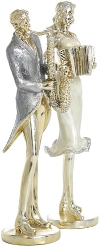 Deco 79 Resin Musician Statues Set of 2 4 x 14 Gold