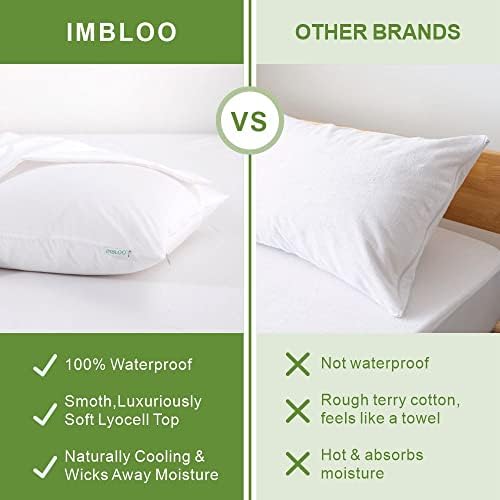 2 Pack Waterproof Pillow Protectors Queen Size