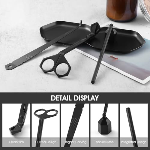 3-in-1 Candle Accessory Set Black Stainless Steel