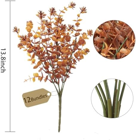 12Pcs Artificial Fall Flowers with UV Resistance