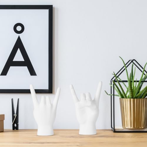 Rock and Roll Finger Sculpture White Modern Decor
