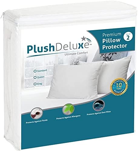 PlushDeluxe Premium Pillow Protectors Set of 2 20x38