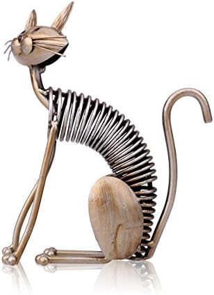 Tooarts Handmade Metal Sculpture Cat Spring Decor