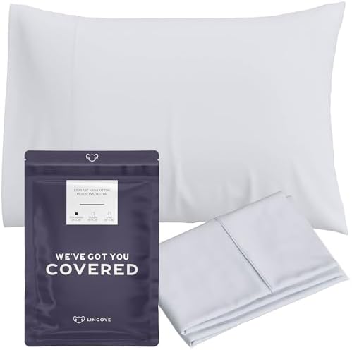 Lincove 100 Cotton Sateen Pillowcase - 500 Thread Count 20x26 Standard Size