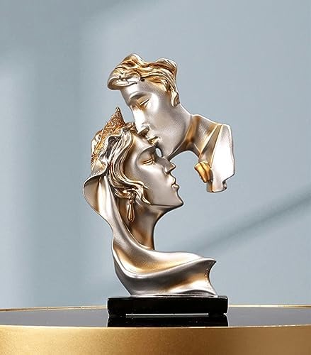 Couples Kiss Abstract Art Resin Sculpture Grey
