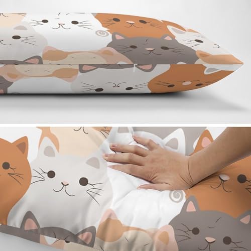 Orange Cats Pillowcase with Zipper Breathable Cooling Throw Cover