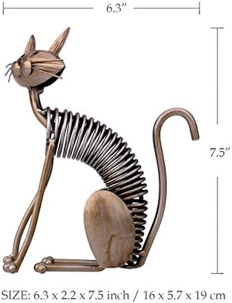 Tooarts Handmade Metal Sculpture Cat Spring Decor