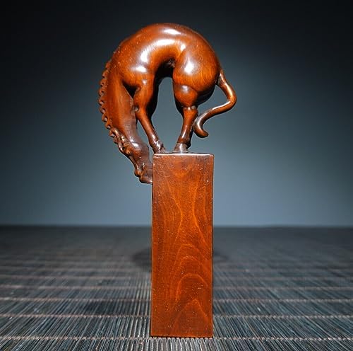 Handmade Boxwood Horse Meditating Sculpture Decor