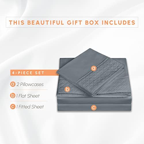 Elegant Comfort 4-Piece Quilted Bed Sheet Set - Twin Gray