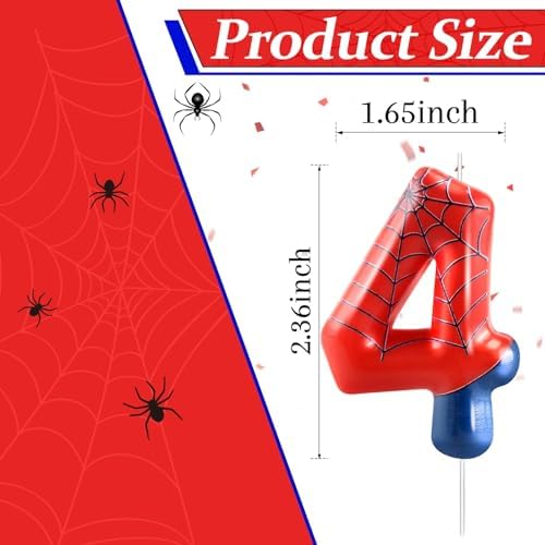 AXBMM Spider Themed Birthday Candle Number 4