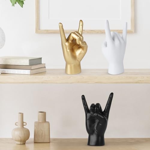 Rock and Roll Finger Sculpture White Modern Decor
