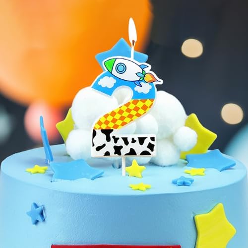 CHENRINDECO Cartoon Rocket Birthday Candle 1