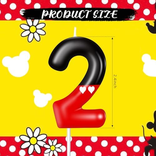 MTLEE Number 2 Birthday Candle with Red Mouse Design