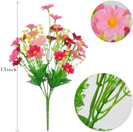 LikSoor Artificial Daisy Flowers 8 Bundles UV Resistant