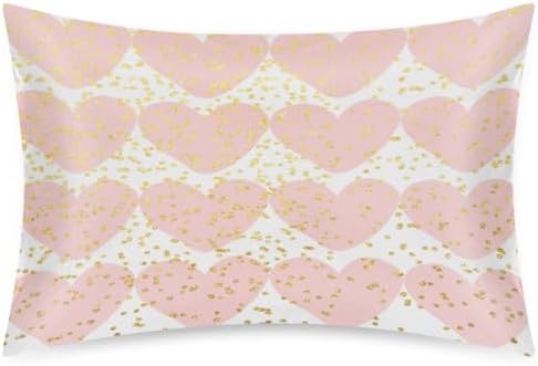 Unique Heart Print Pillow Covers - Soft Satin Pillowcases with Zipper Closure