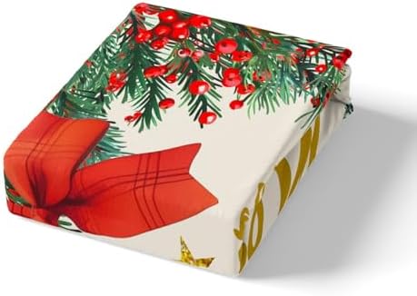 Homewish Merry Christmas Fitted Sheet Twin Size with 1 Pillowcase
