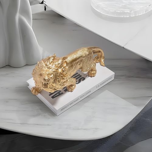 Modern Gold Lion Statue 118 Inch Home Decor Sculpture