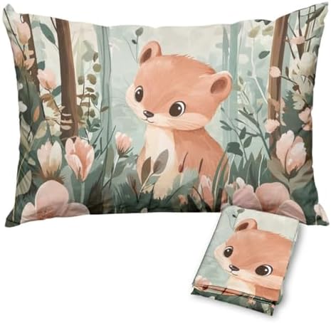 Cute Squirrel Pillowcases Set of 2 Rustic Forest