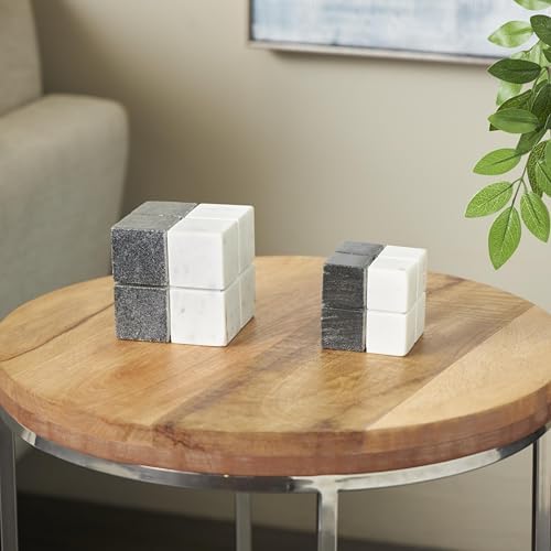 Deco 79 Marble Dice Sculpture Set of 2 White with Black Accent