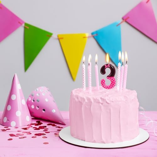 OGnomiFX 3rd Pink Black Birthday Candle with Bow