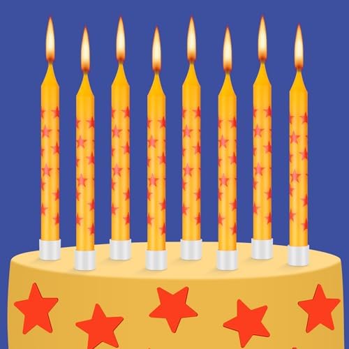 Conelist 12Pcs Anime Star Themed Birthday Candles Yellow Red
